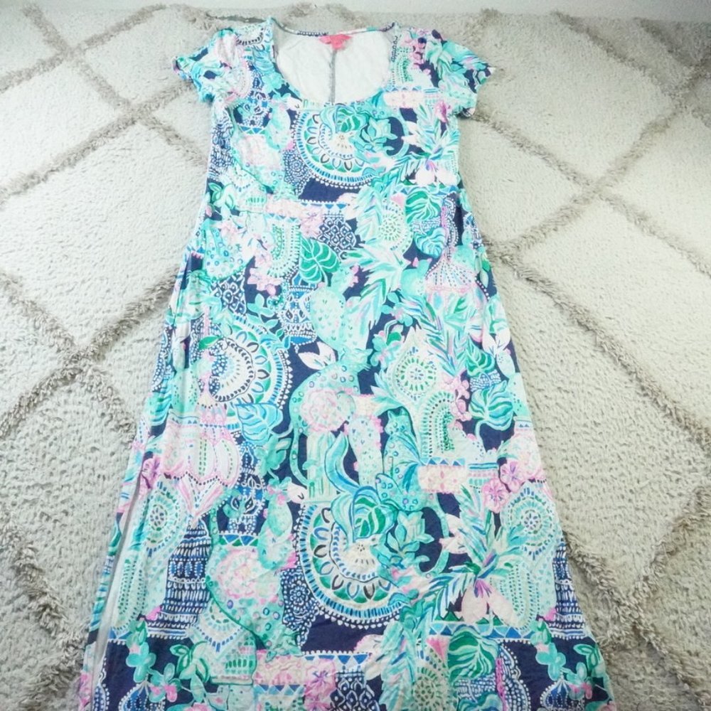 Lilly Pulitzer  Wynne Maxi Dress In Whisper Blue Beach Womens Large